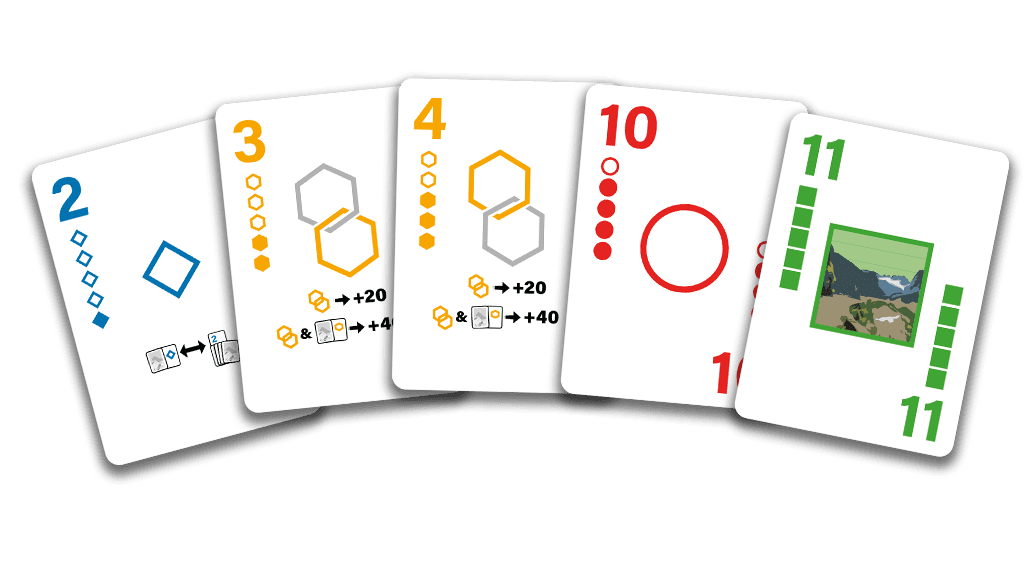 5 cards of the game Alpine Tricks